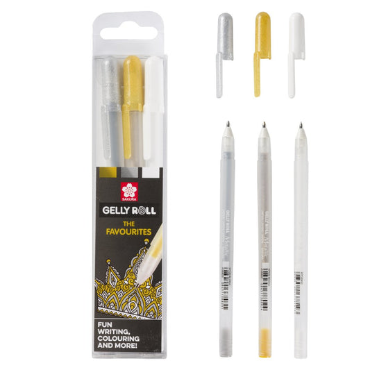 Sakura Gelly Roll GOLD, SILVER, WHITE Gel pens Set of 3 - Sakura - millenotes