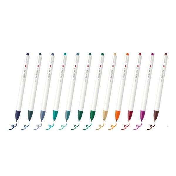 Set de 12 stylos à base d'eau ZEBRA Clickart | Couleurs foncées - ZEBRA - millenotes