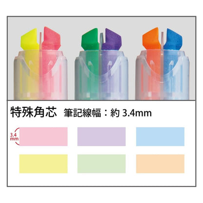 Set de 3 surligneurs bicolores | KOKUYO Beetle Tip Dual Color | Couleurs douces - KOKUYO - millenotes