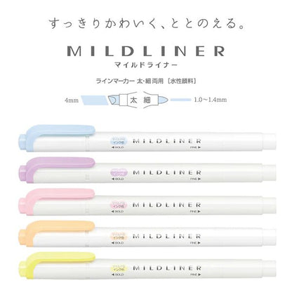 Set de 5 stylos double pointe | ZEBRA Mildliner GENTLE - ZEBRA - millenotes