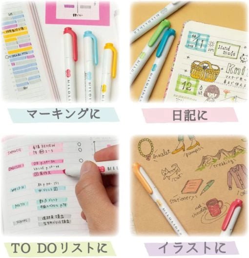 Set de 5 stylos double pointe | ZEBRA Mildliner NATURAL - ZEBRA - millenotes