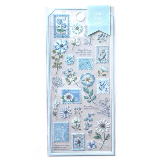 Stickers Japonais Mind Wave | Timbres fleuris bleu clair - Mind Wave - millenotes