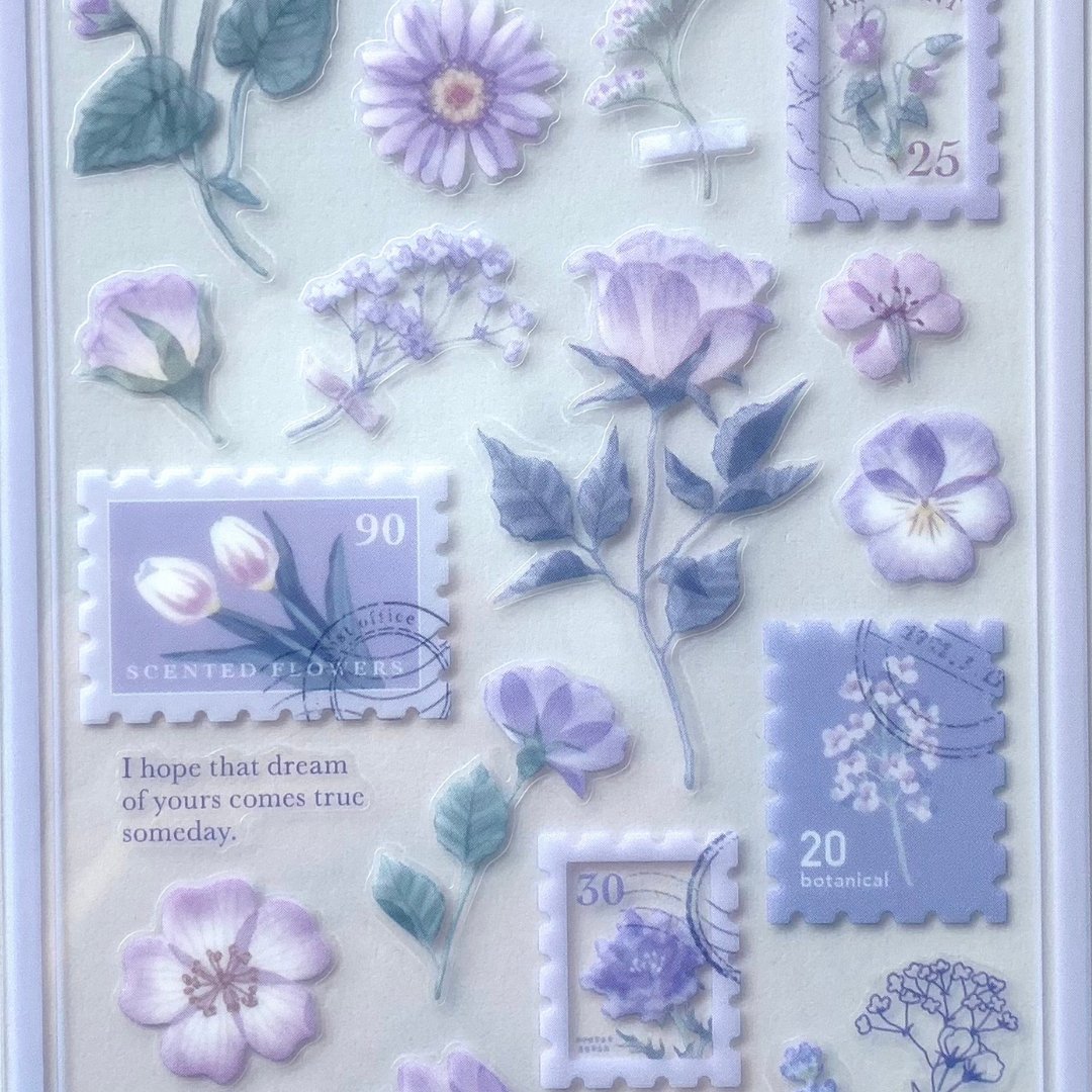 Stickers Japonais Mind Wave | Timbres fleuris violet clair - Mind Wave - millenotes