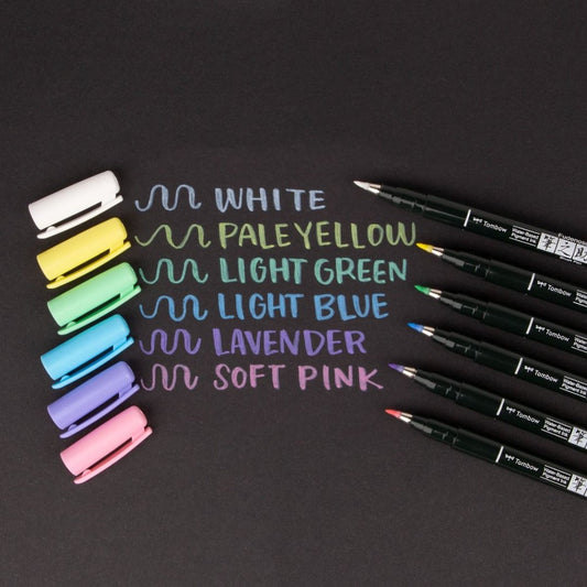 Tombow Fudenosuke Brush Pen Pointe Souple - Pastel Set - Tombow - millenotes