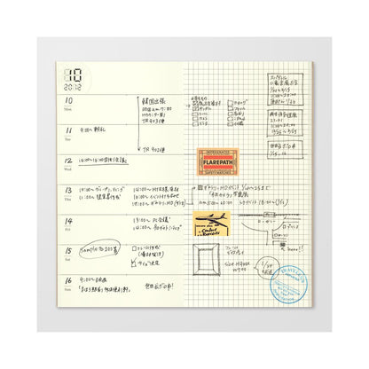 TRAVELER'S NOTEBOOK Recharge 019 Agenda Hebdomadaire Non Daté (Classique) - TRAVELER'S COMPANY - millenotes