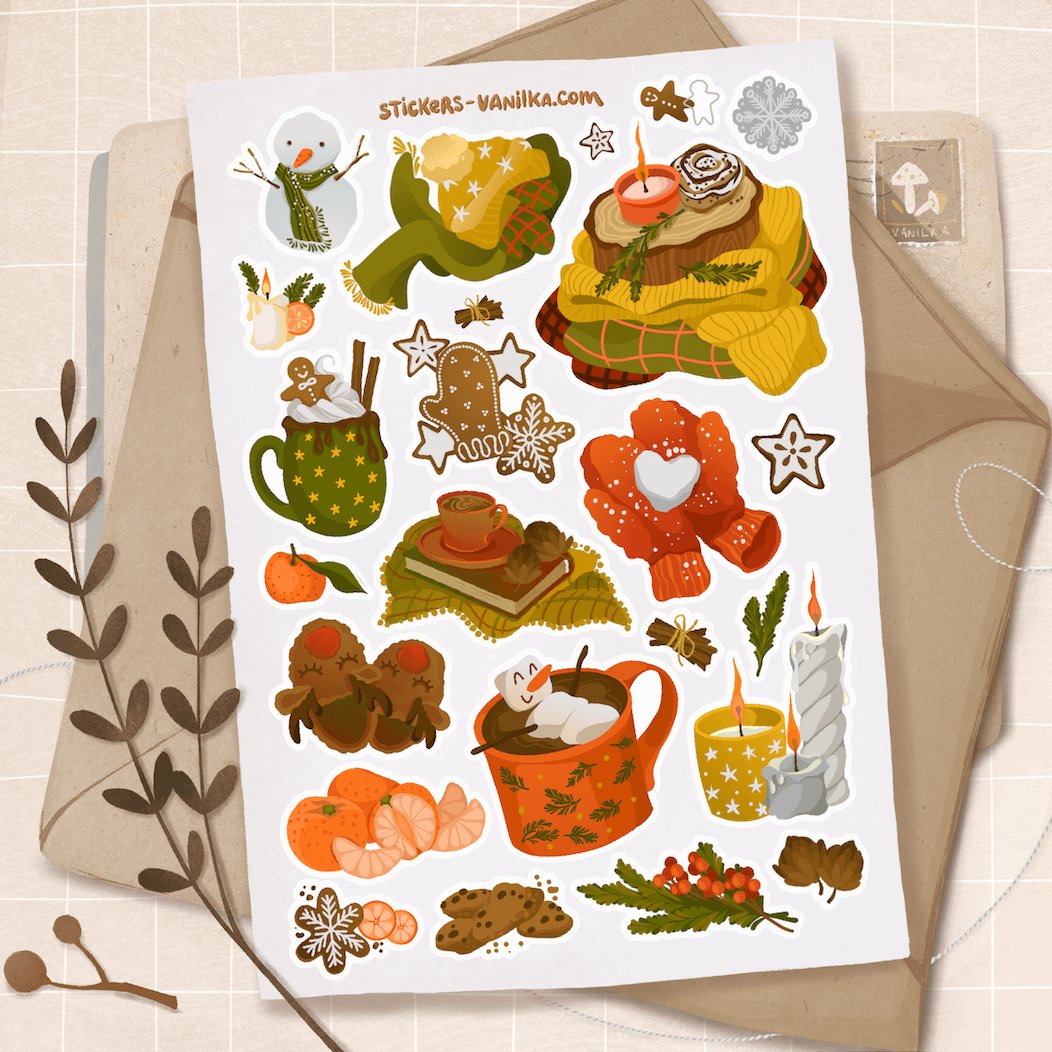 Warm winter - Decorative Stickers - Vanilka Stickers - millenotes - hiver chaud