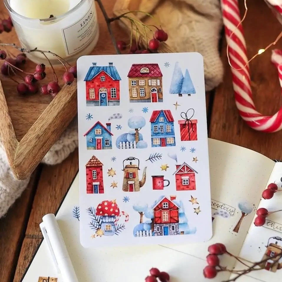 Winter houses - Decorative Stickers - Vanilka Stickers - millenotes - maisons d'hiver